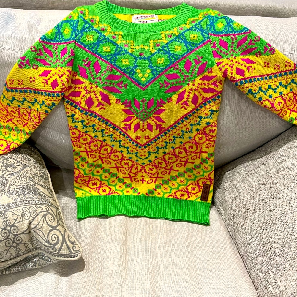 Tipsy Elves Bright Green and Yellow Patterned Sweater